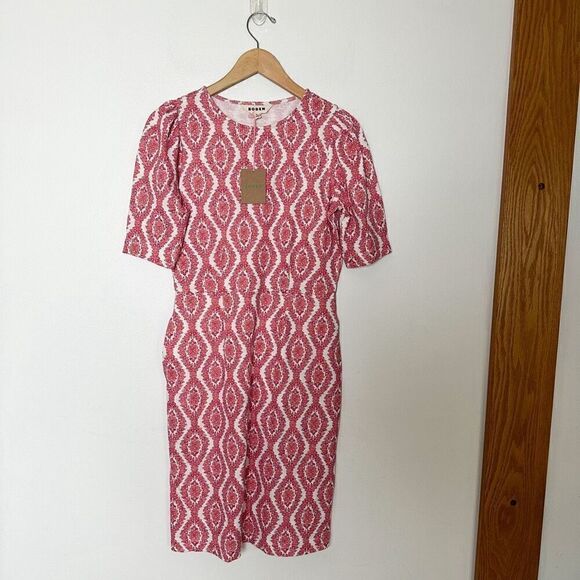 Boden Women’s Red Orange Printed Zoe Jersey Above the Knee Mini Dress - Picture 2 of 12